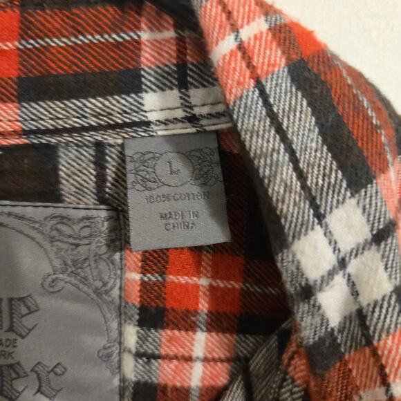 Slade Wilder Men Red Black White Plaid Flannel Button Front Long Sleeve Shirt L - Picture 4 of 5